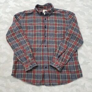 L.L. Bean Shirt Mens Large Gray Scotch Plaid Slightly Fitted Long Sleeve Button